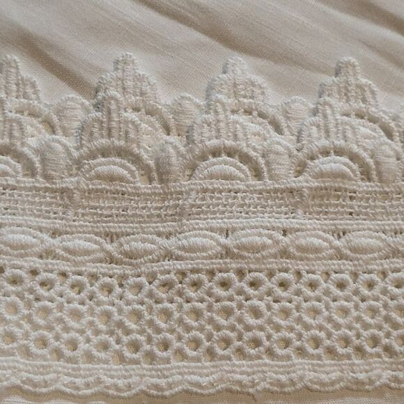 New CUPSHE Small White Swimsuit Tie Cover-up V-Neck Short Sleeve Lace Scalloped - Picture 9 of 14